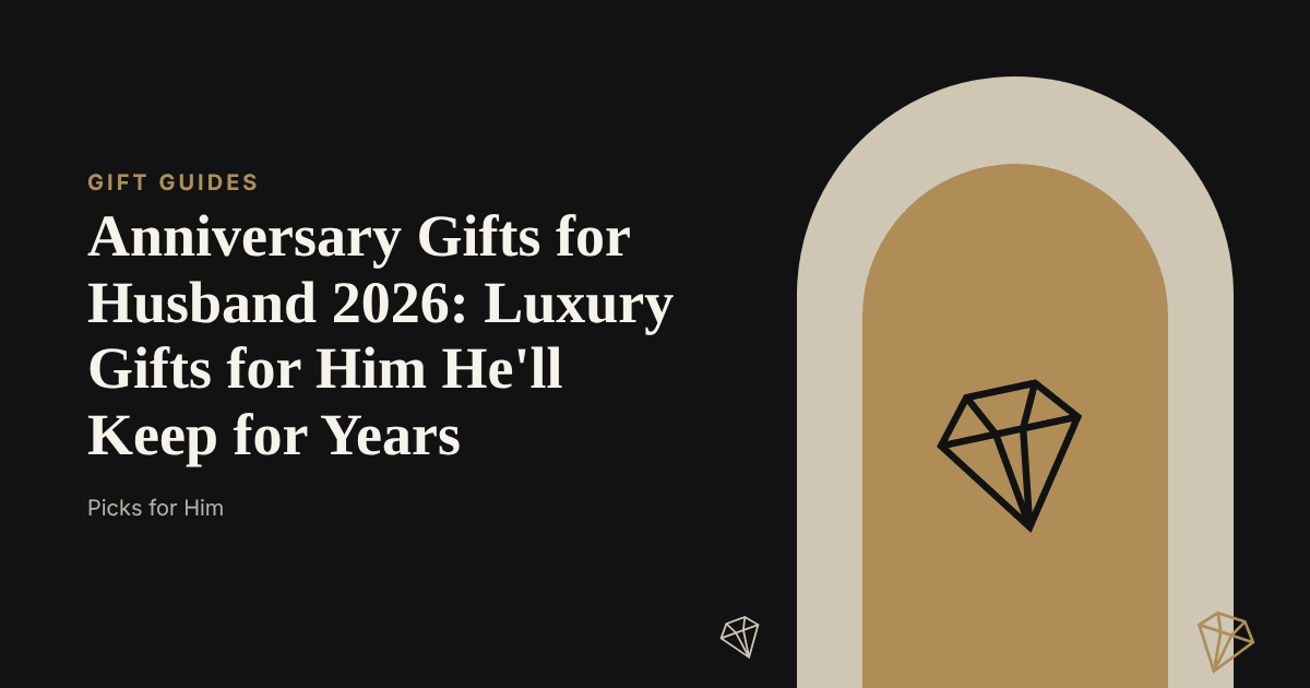 A dark gift box with a gold ribbon beside a classic wristwatch and a cologne bottle on a walnut table