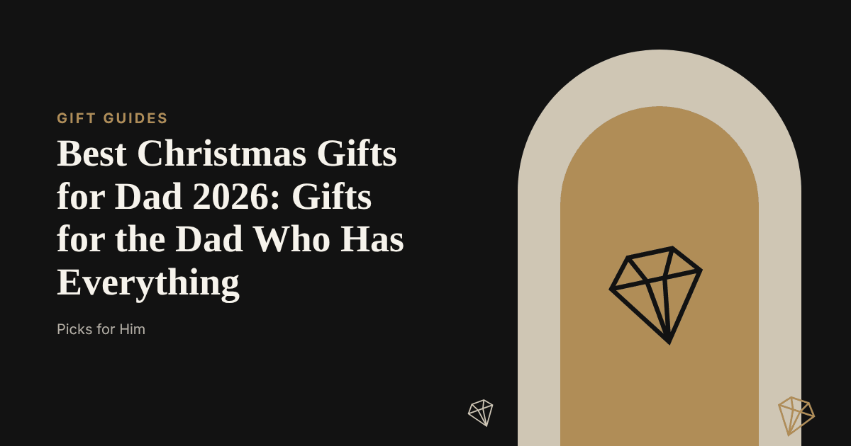 A wrapped Christmas gift with a plaid ribbon on a wooden table beside a watch and a coffee mug